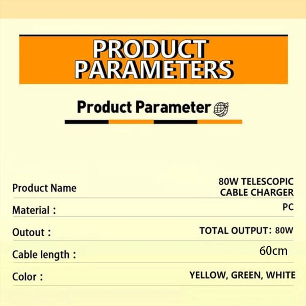 3 in 1 Charger Retractable 80W MAX Fast - Image 9