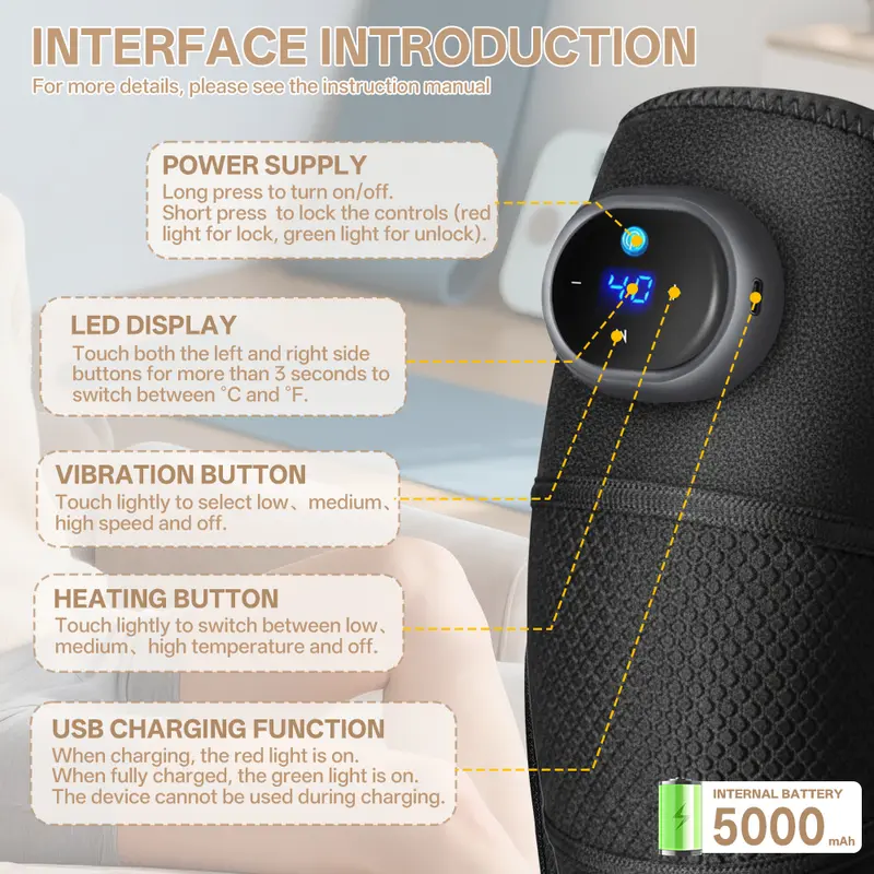 🎁🔥3-in-1 Heated Knee Massager with Vibration - 3 Heat/3 Massage Modes - Image 7