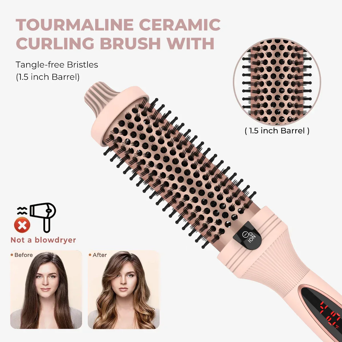 3-in-1 Pro Negative Ion Two PTC Heaters Thermal Brush - Image 3
