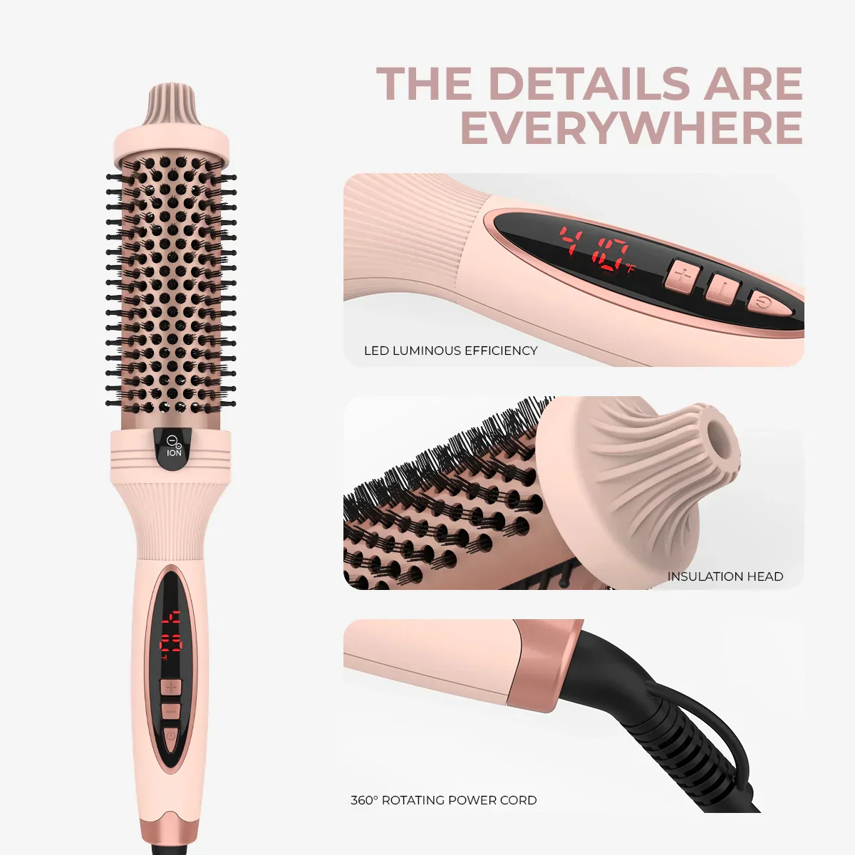 3-in-1 Pro Negative Ion Two PTC Heaters Thermal Brush - Image 8
