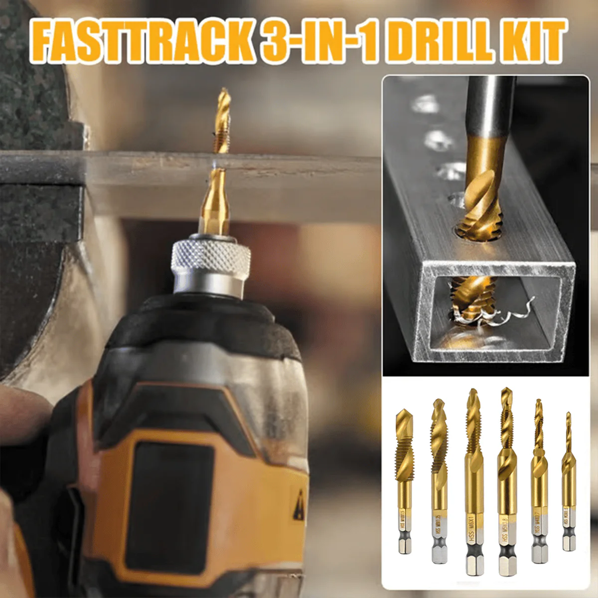 🔥3 In 1 Spiral Tap Hex Shank Drill Bit Set