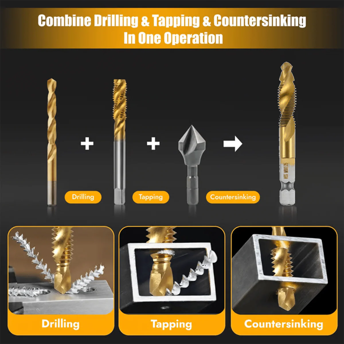🔥3 In 1 Spiral Tap Hex Shank Drill Bit Set - Image 2