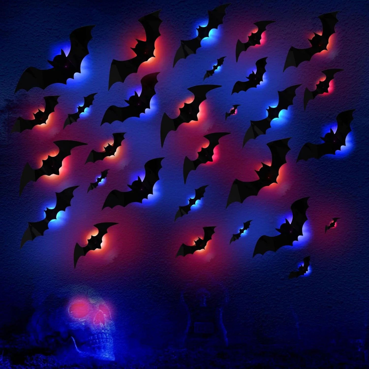 🎁3D Bat Design LED Decoration(1 Set 12 Pcs) - Image 2
