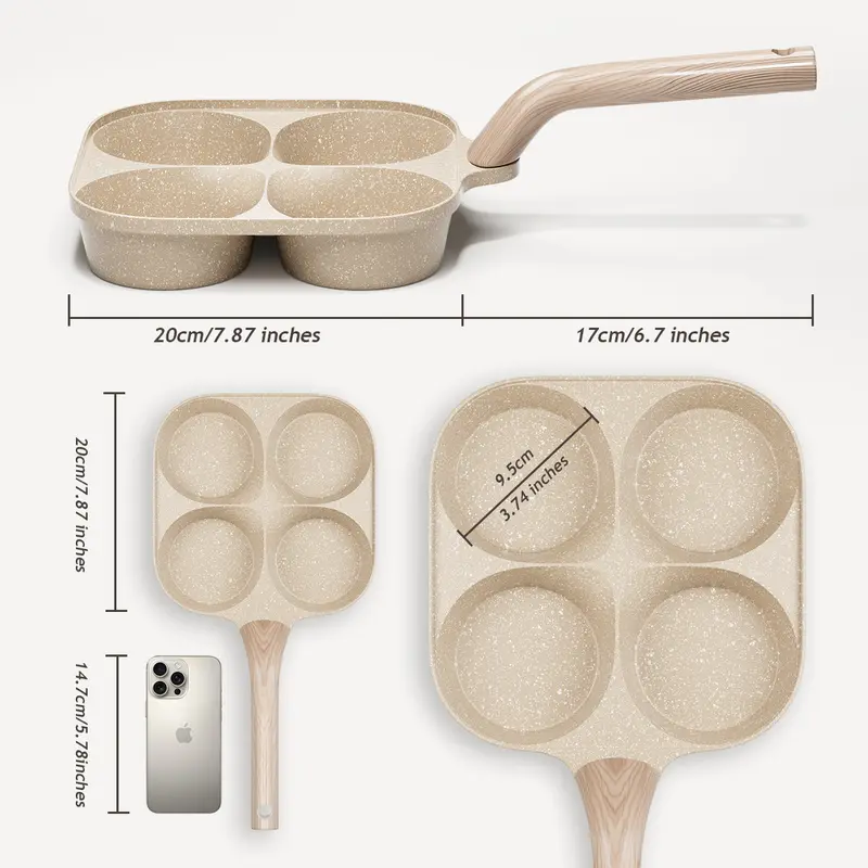 🔥Non-stick Egg Frying Pan, 4 Holes Skillet With Handle - Image 6