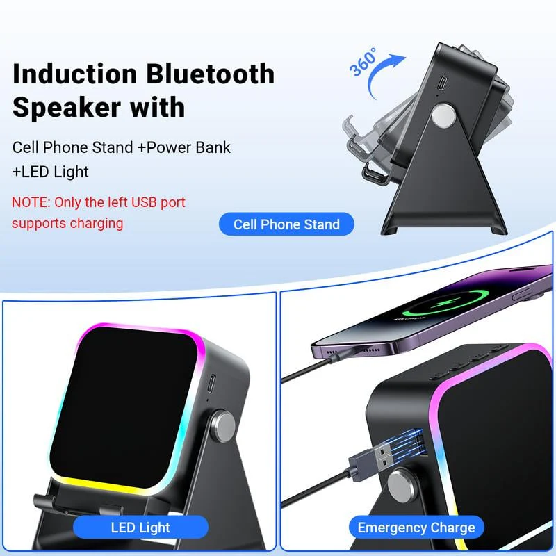 🎶📱 5-in-1 Wireless Induction Bluetooth Speaker with Adjustable Phone Stand - Image 5