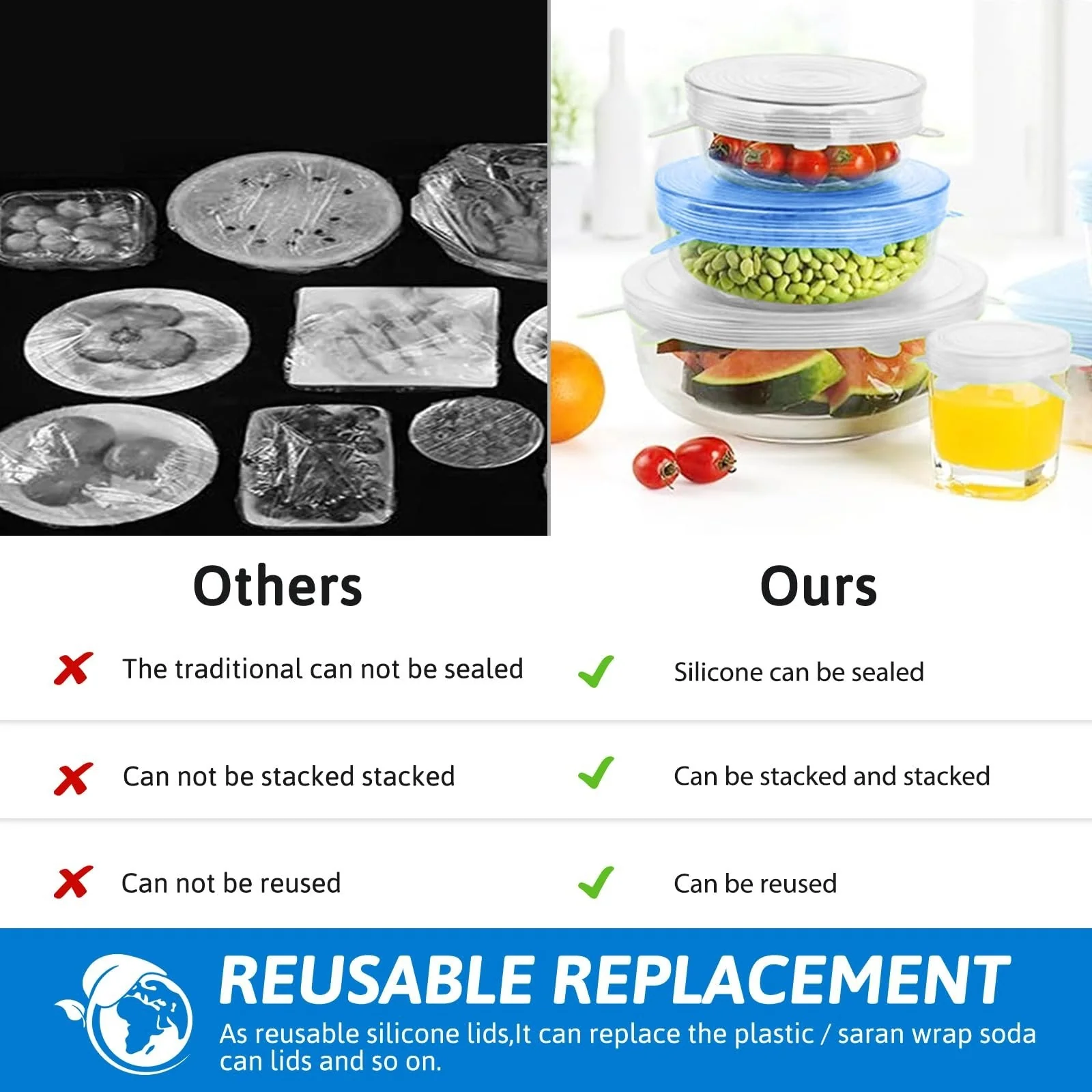 Silicone Cover Stretch Lids Reusable Airtight Food Wrap Covers - Image 19