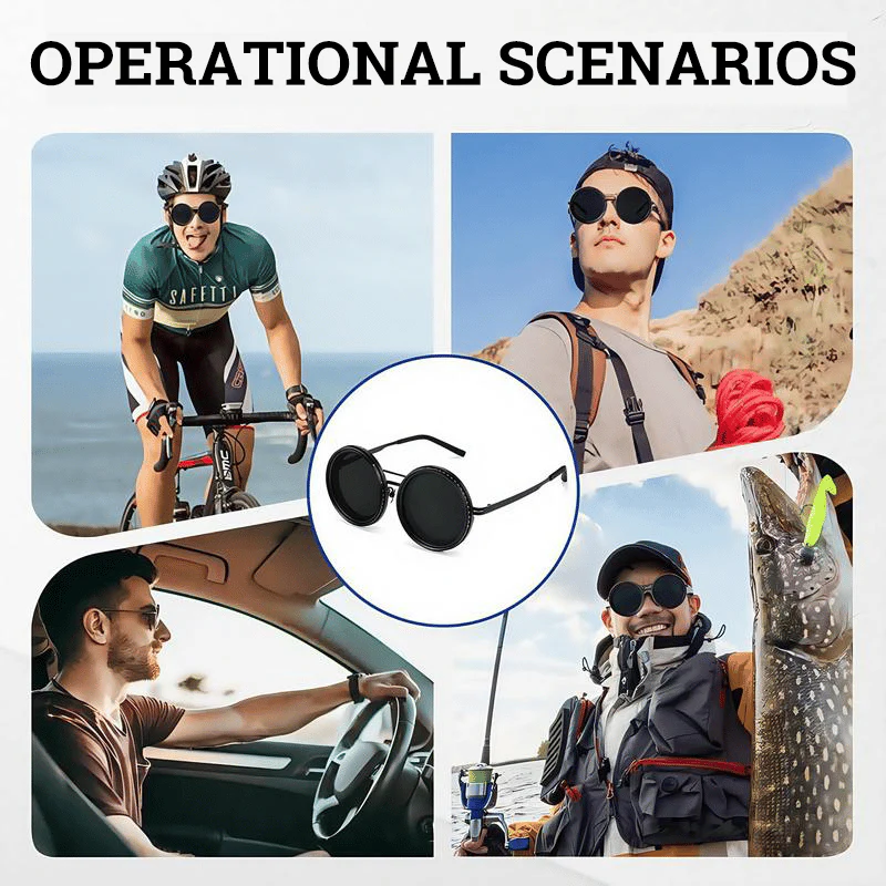 Adjustable Tint Rounded Polarized Lenses Retro Sunglasses - Image 11