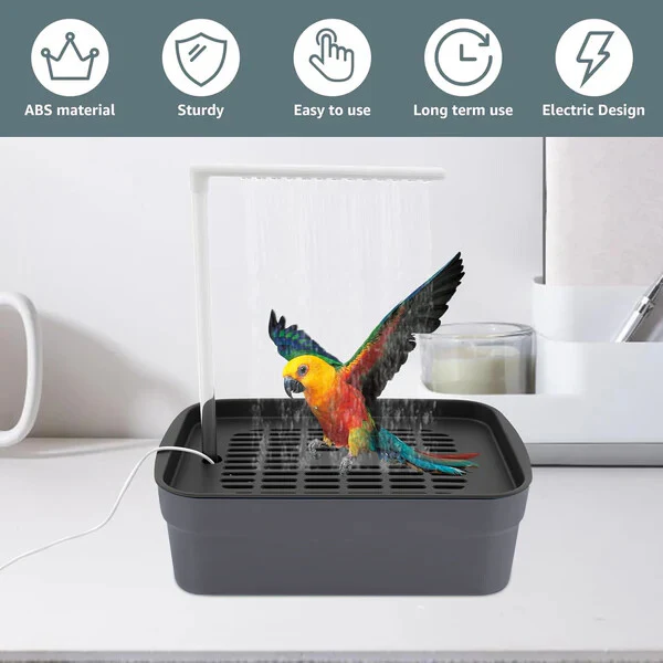 🔥 🦜💦Automatic ABS Bird Bath Shower, Parrot Bathtub with Circulating Faucet for Pet Bird - Image 4