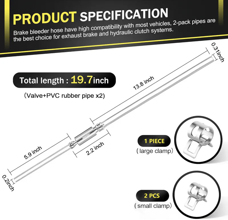 š„Brake Bleeder Hose - One Way Check Valve Tube Bleeding Tool Kit For Motorcyle Clutch - Image 7