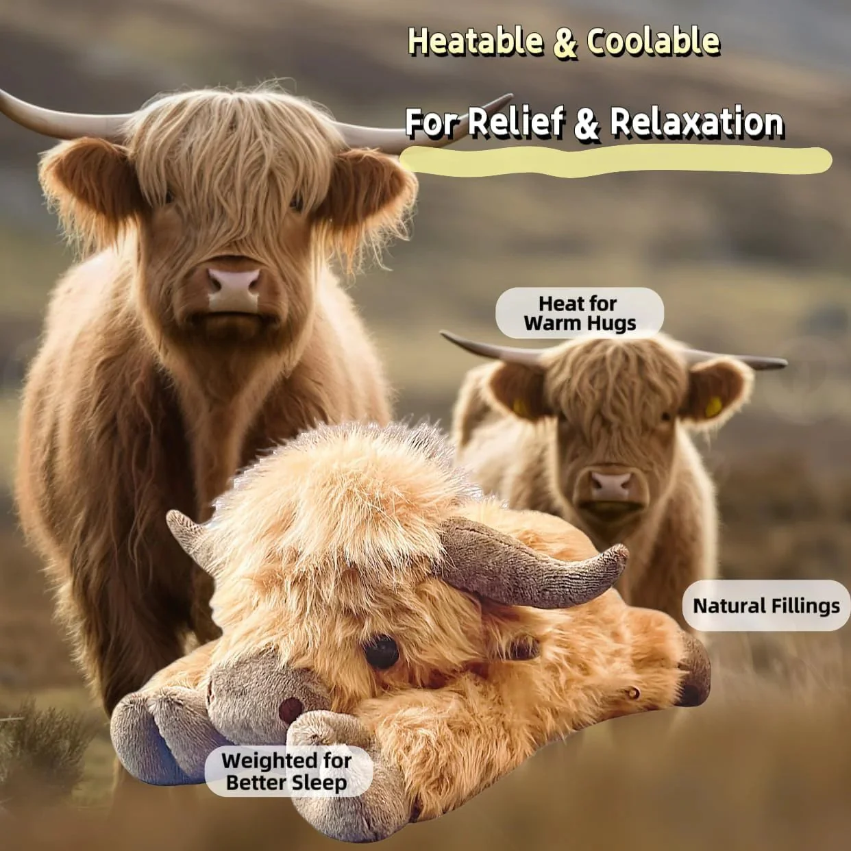 🎁Cute Cartoon Highland Cow Cuddly Toy - Image 3