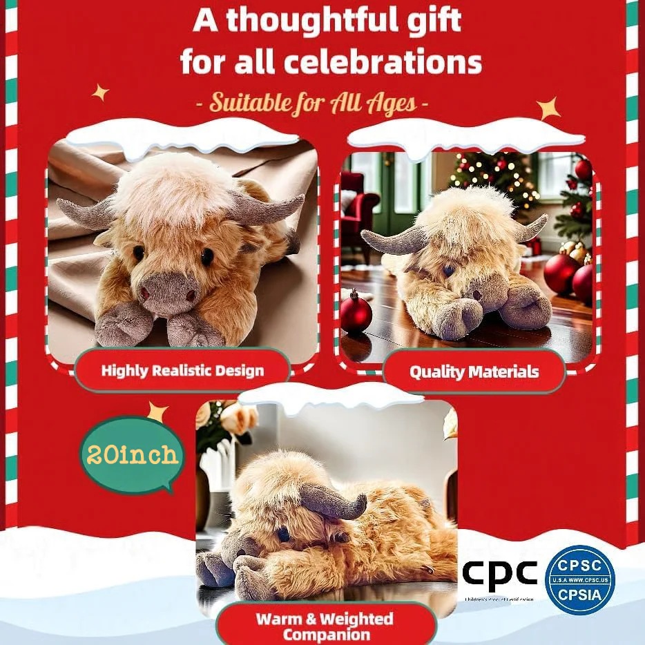 🎁Cute Cartoon Highland Cow Cuddly Toy - Image 7