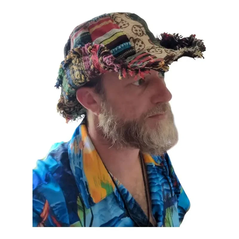 🎩Patchwork Multicolored Mushroom Hemp Hat with Hidden Pocket Fedorahats - Image 2