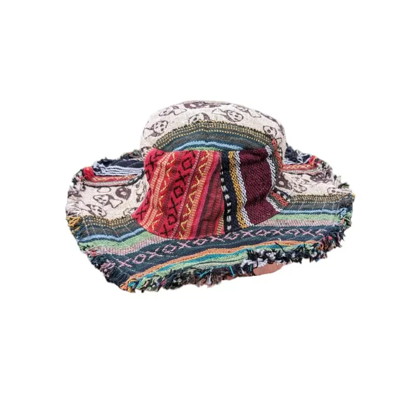 🎩Patchwork Multicolored Mushroom Hemp Hat with Hidden Pocket Fedorahats - Image 5
