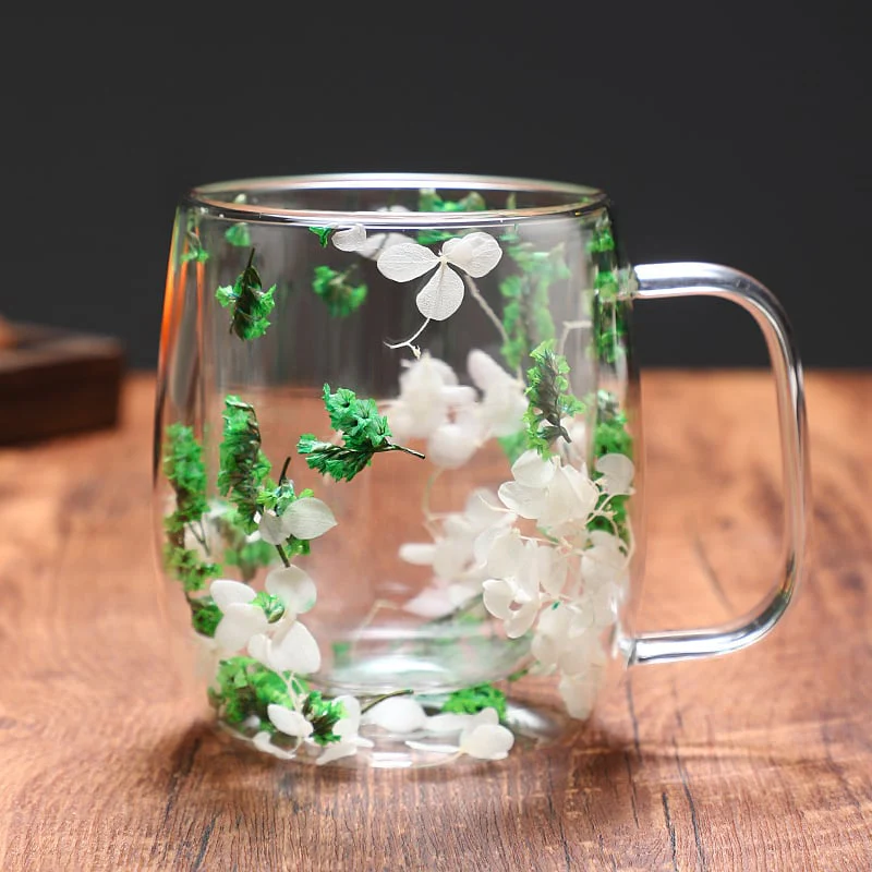 🎄🌸Transparent Double Glass Flower Tea Cup - Image 12