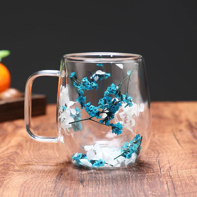 🎄🌸Transparent Double Glass Flower Tea Cup - Image 13
