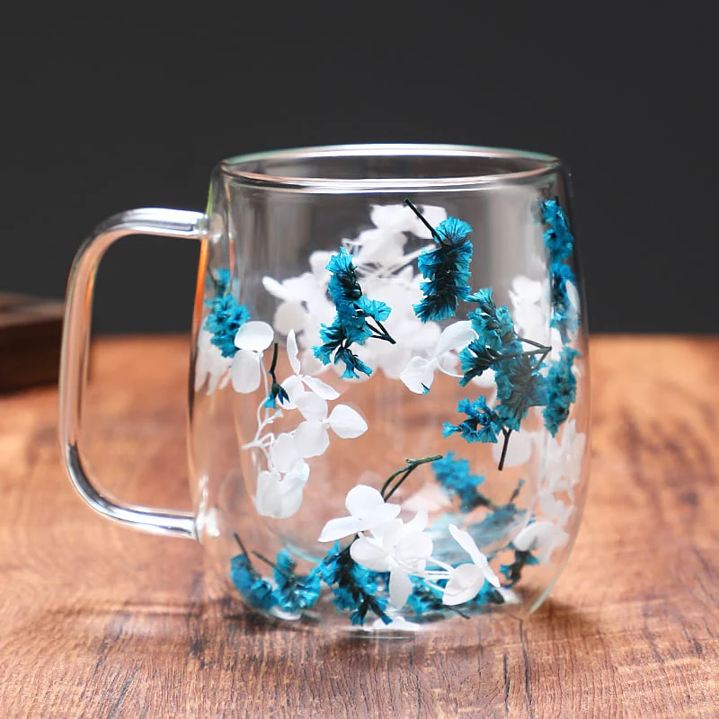 🎄🌸Transparent Double Glass Flower Tea Cup - Image 14