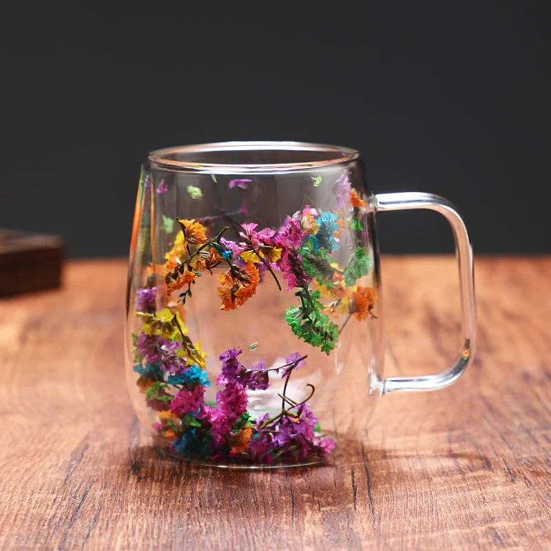 🎄🌸Transparent Double Glass Flower Tea Cup - Image 15