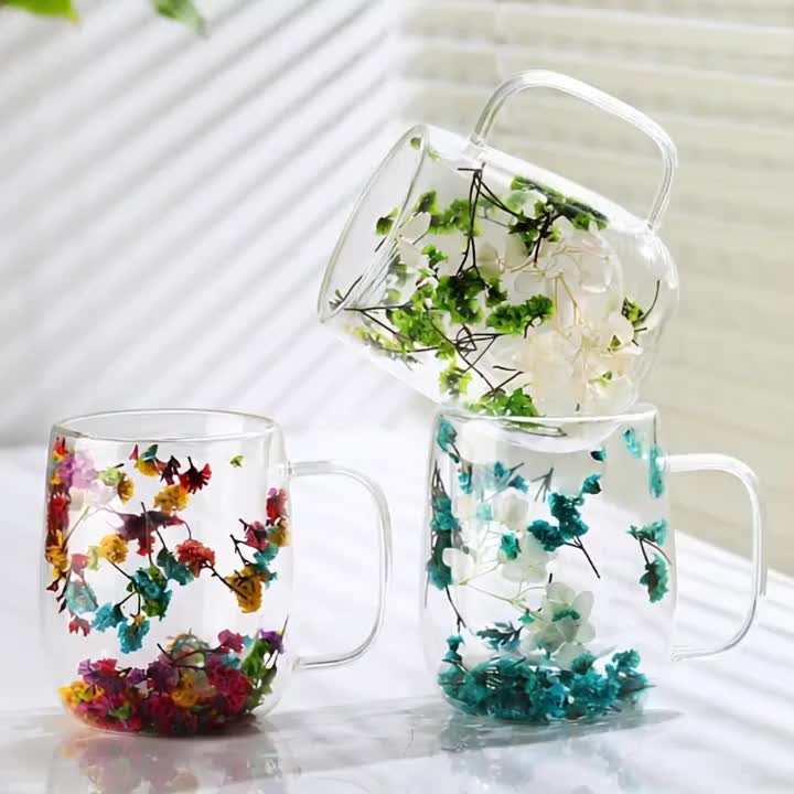 🎄🌸Transparent Double Glass Flower Tea Cup - Image 3