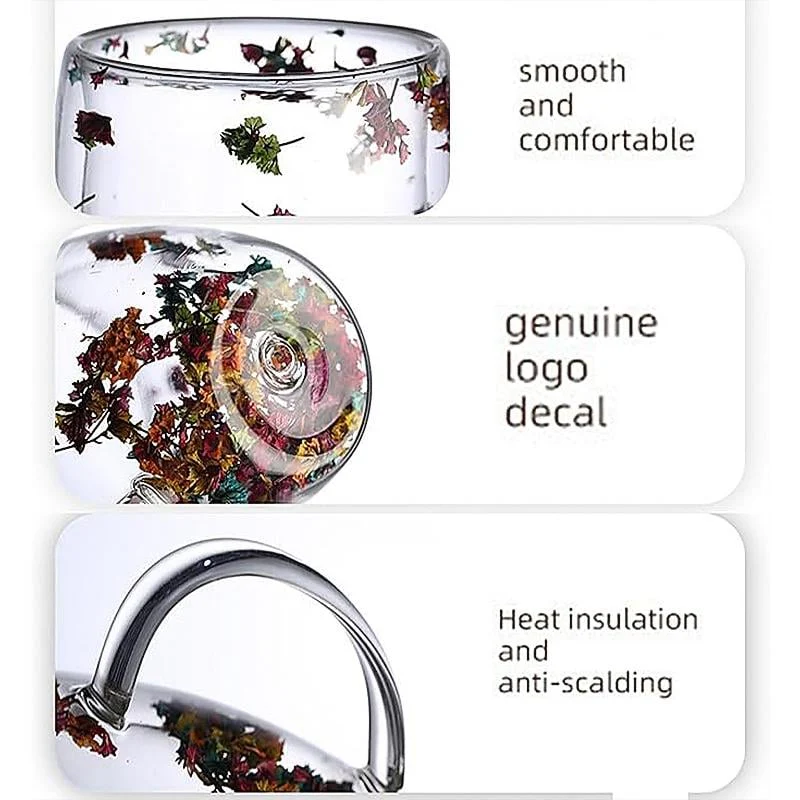 🎄🌸Transparent Double Glass Flower Tea Cup - Image 4