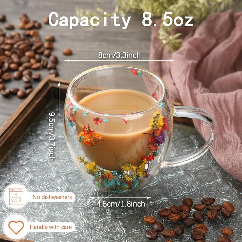 🎄🌸Transparent Double Glass Flower Tea Cup - Image 9