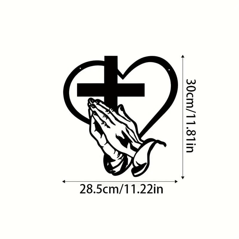 ✨Elegant Metal Christian Heart & Cross Wall Art - Image 2