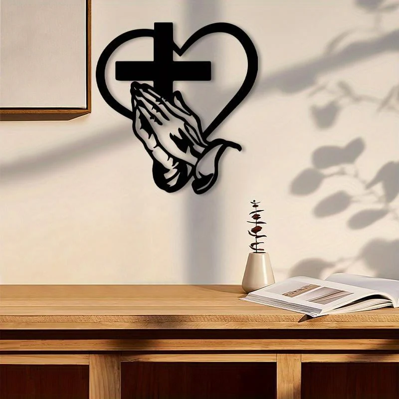 ✨Elegant Metal Christian Heart & Cross Wall Art - Image 3