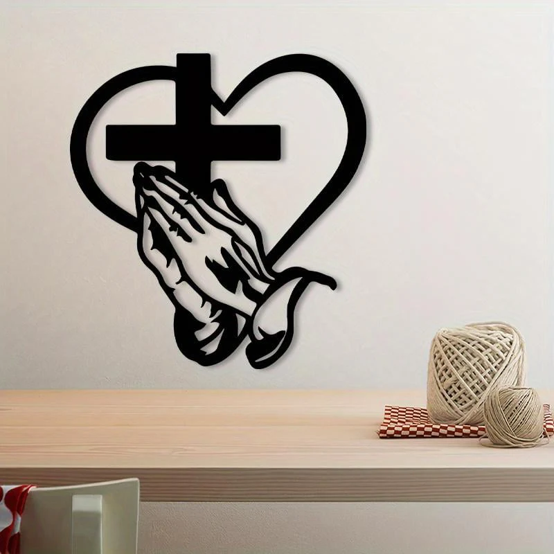 ✨Elegant Metal Christian Heart & Cross Wall Art - Image 4
