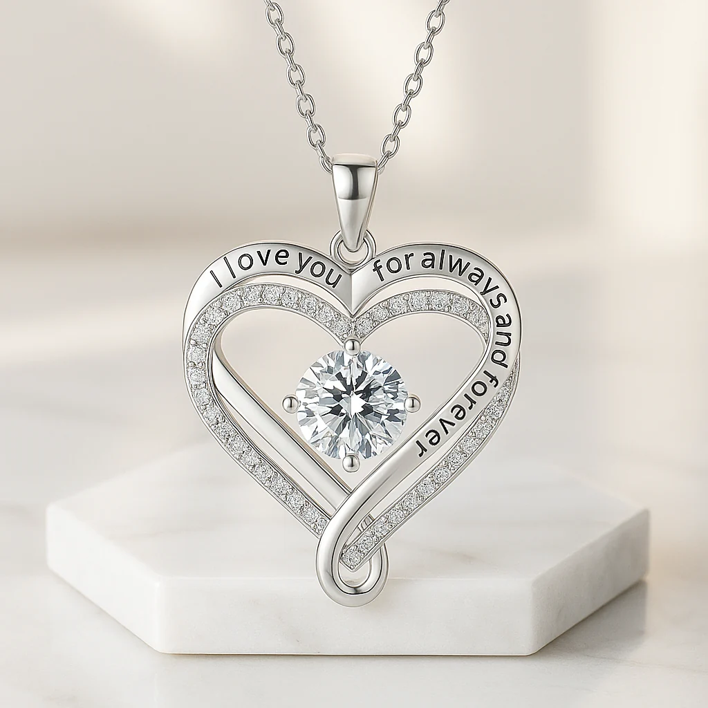 Engraved Heart Necklace for Wife - Image 3