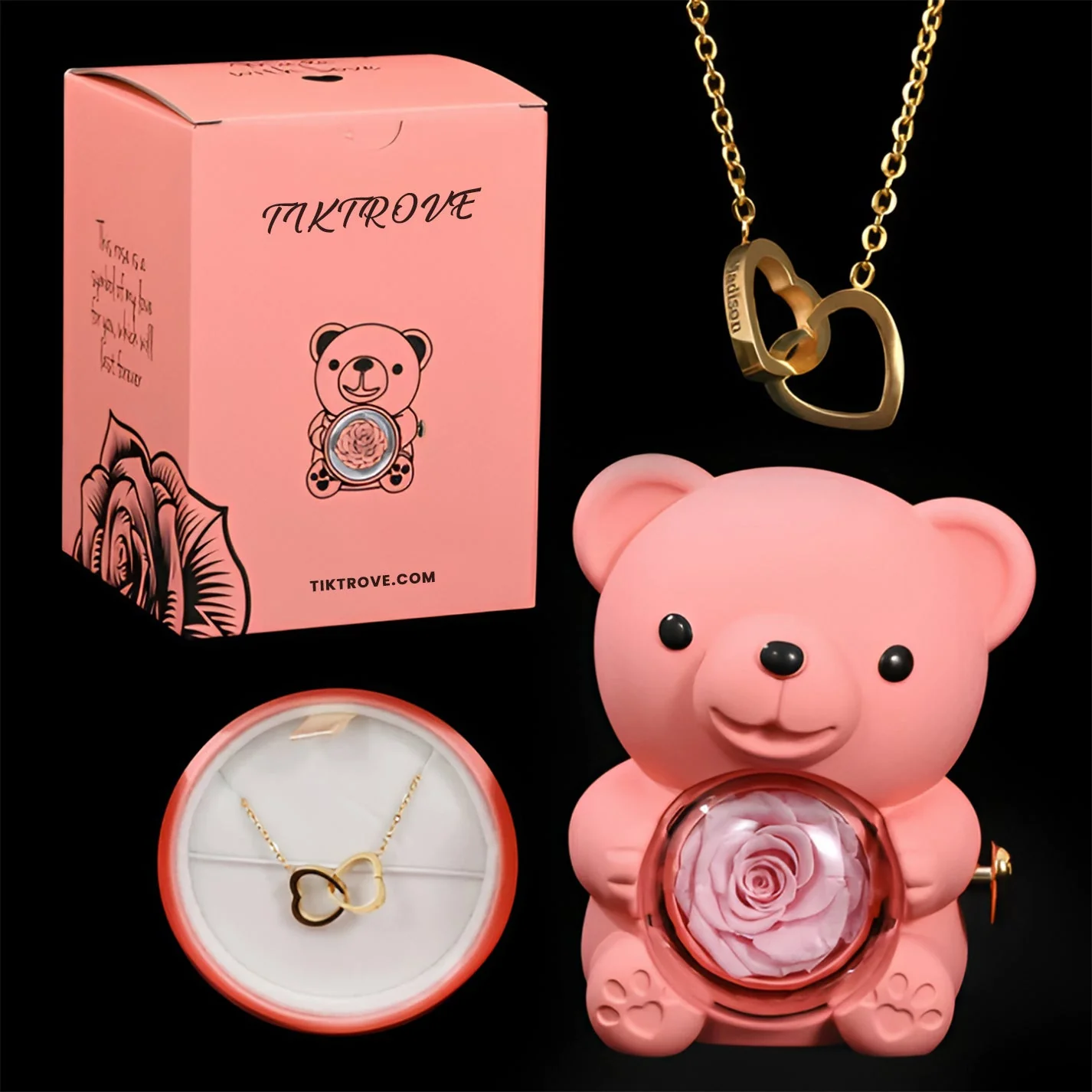 Eternal Rose Bear W/ Engraved Necklace - Image 12