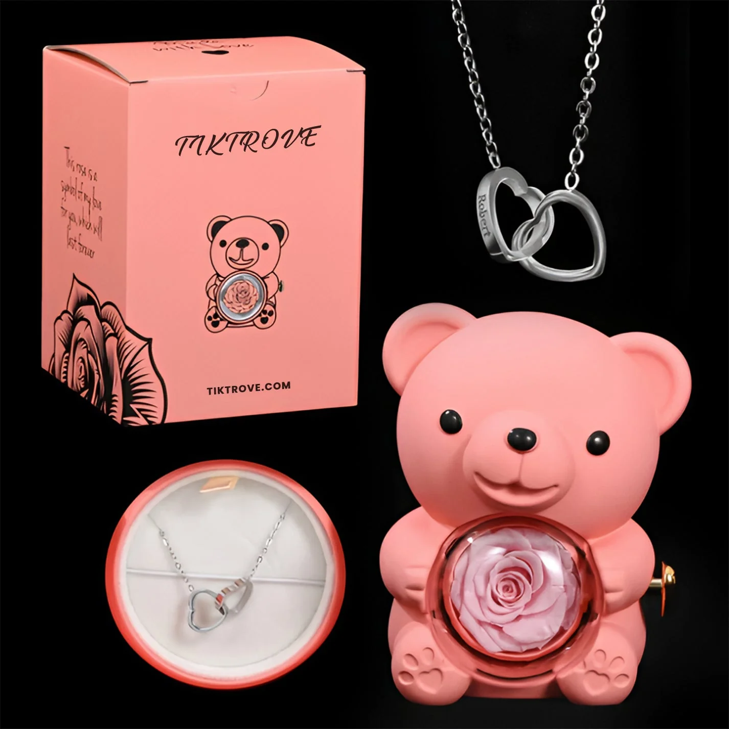 Eternal Rose Bear W/ Engraved Necklace - Image 13