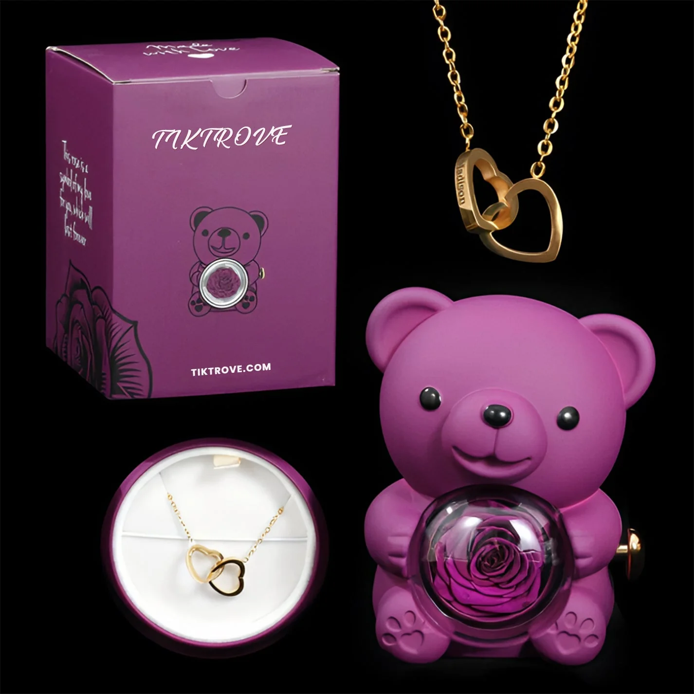 Eternal Rose Bear W/ Engraved Necklace - Image 17