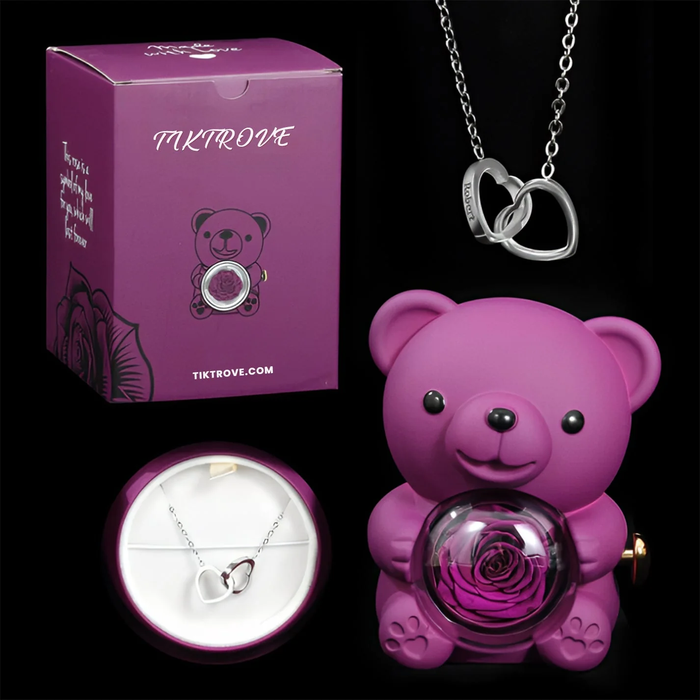 Eternal Rose Bear W/ Engraved Necklace - Image 18