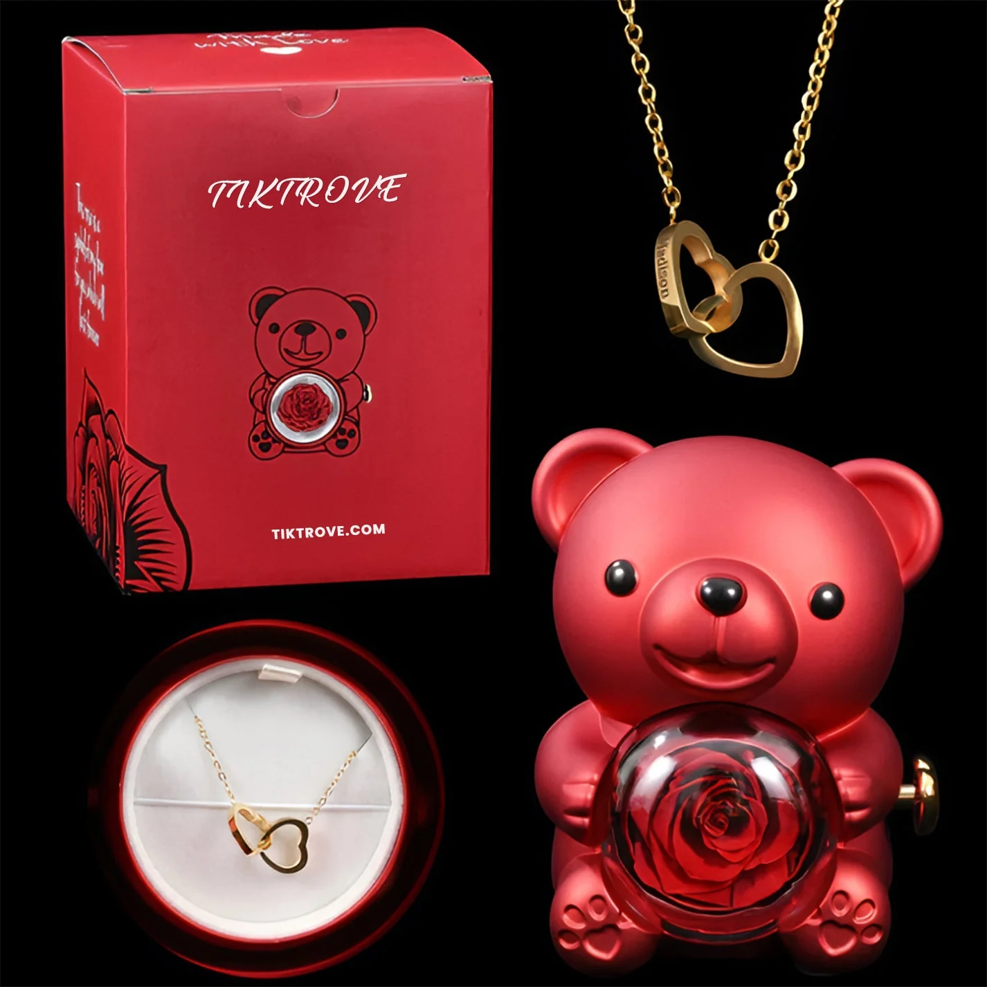 Eternal Rose Bear W/ Engraved Necklace - Image 3