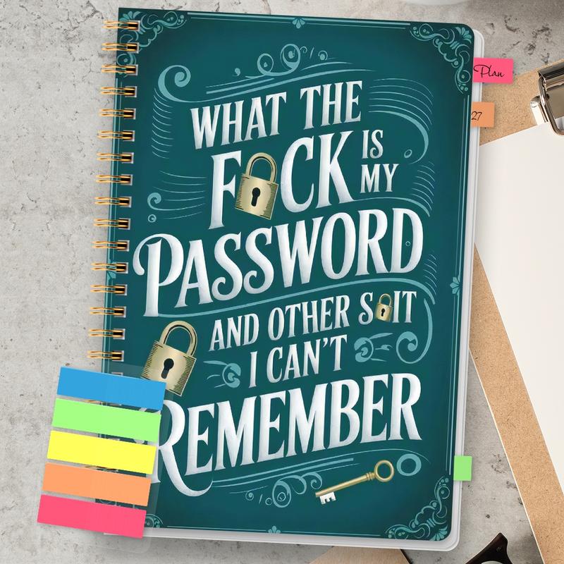🔥 📅Funny Password Notebook - Spiral Bound with Lock Icons & Funny Security Phrases✍️ - Image 6