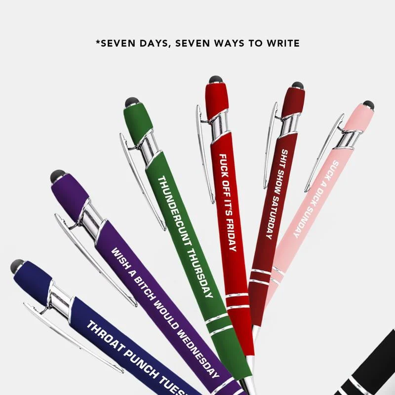 🔥💝Funny Stress-Relief Daily Quotes Metal Ballpoint Pen Set (7 Pcs) | 🎁Office Christmas Gift Exchange - Image 2