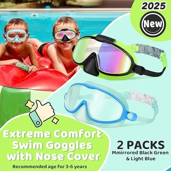 🏊♀️Last Day Buy 1 Get 1 Free🏊♀️-HD children's large frame waterproof and anti-fog swimming goggles