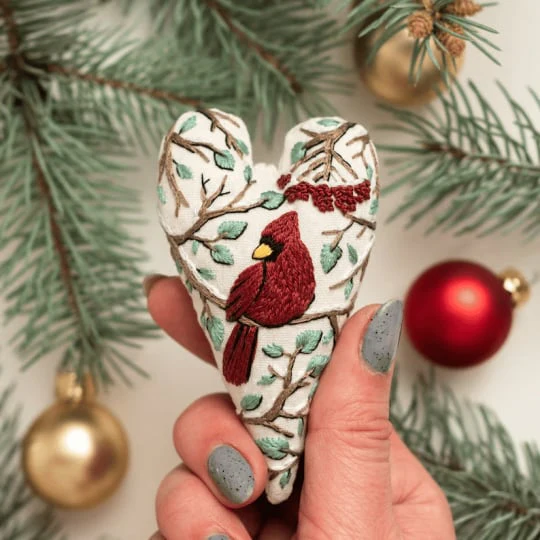💖DIY Heart Shaped Hand Embroidered Christmas Ornament/Ornament Kit - Image 10