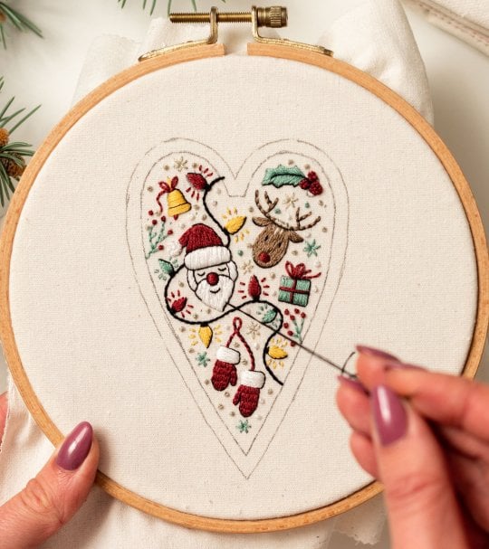 💖DIY Heart Shaped Hand Embroidered Christmas Ornament/Ornament Kit - Image 14