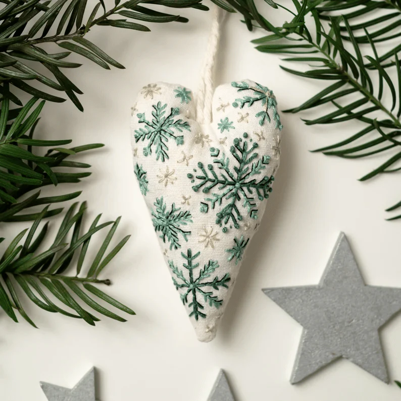 💖DIY Heart Shaped Hand Embroidered Christmas Ornament/Ornament Kit - Image 4