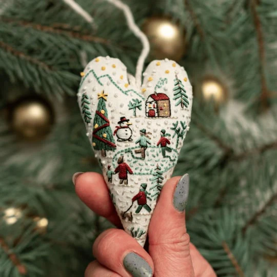 💖DIY Heart Shaped Hand Embroidered Christmas Ornament/Ornament Kit - Image 8