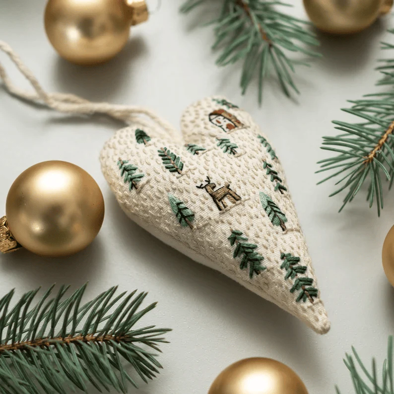 💖DIY Heart Shaped Hand Embroidered Christmas Ornament/Ornament Kit - Image 9