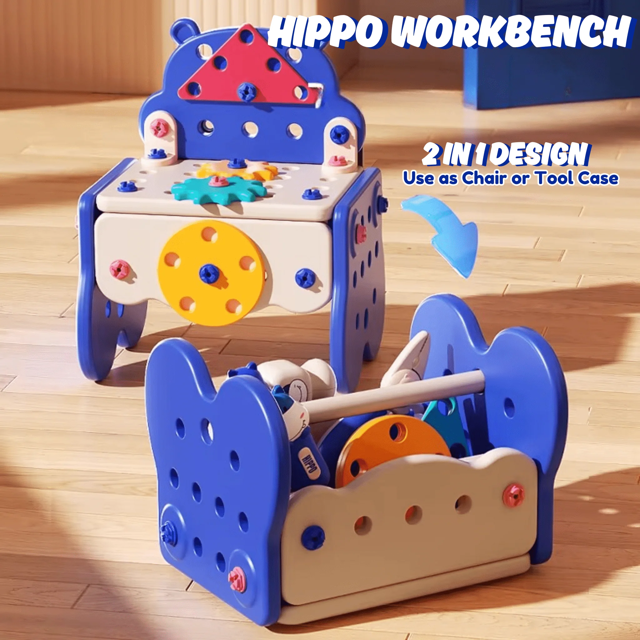Hippo All-in-one Tool Hub DIY Montessori Tool Box Set - Image 12
