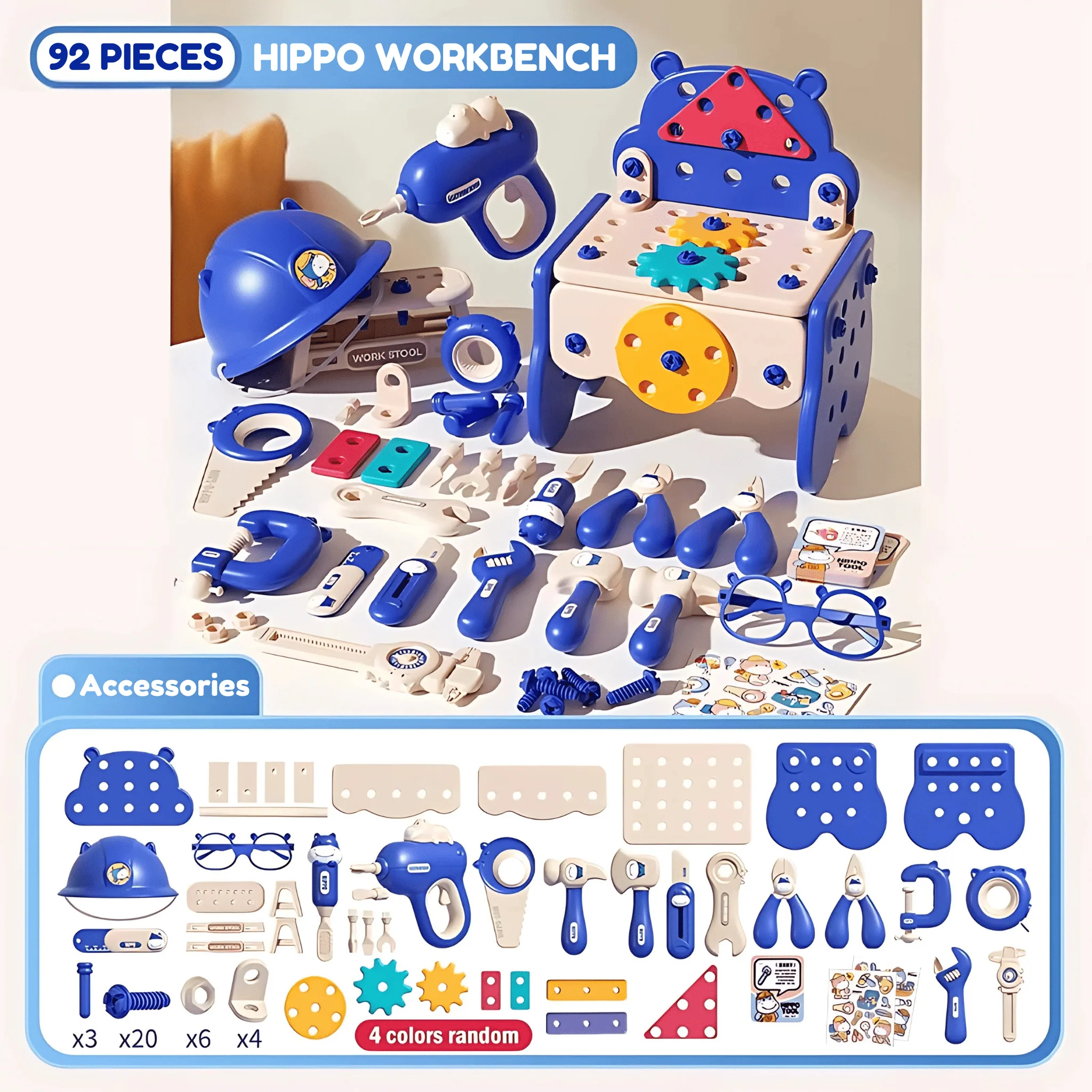 Hippo All-in-one Tool Hub DIY Montessori Tool Box Set - Image 17