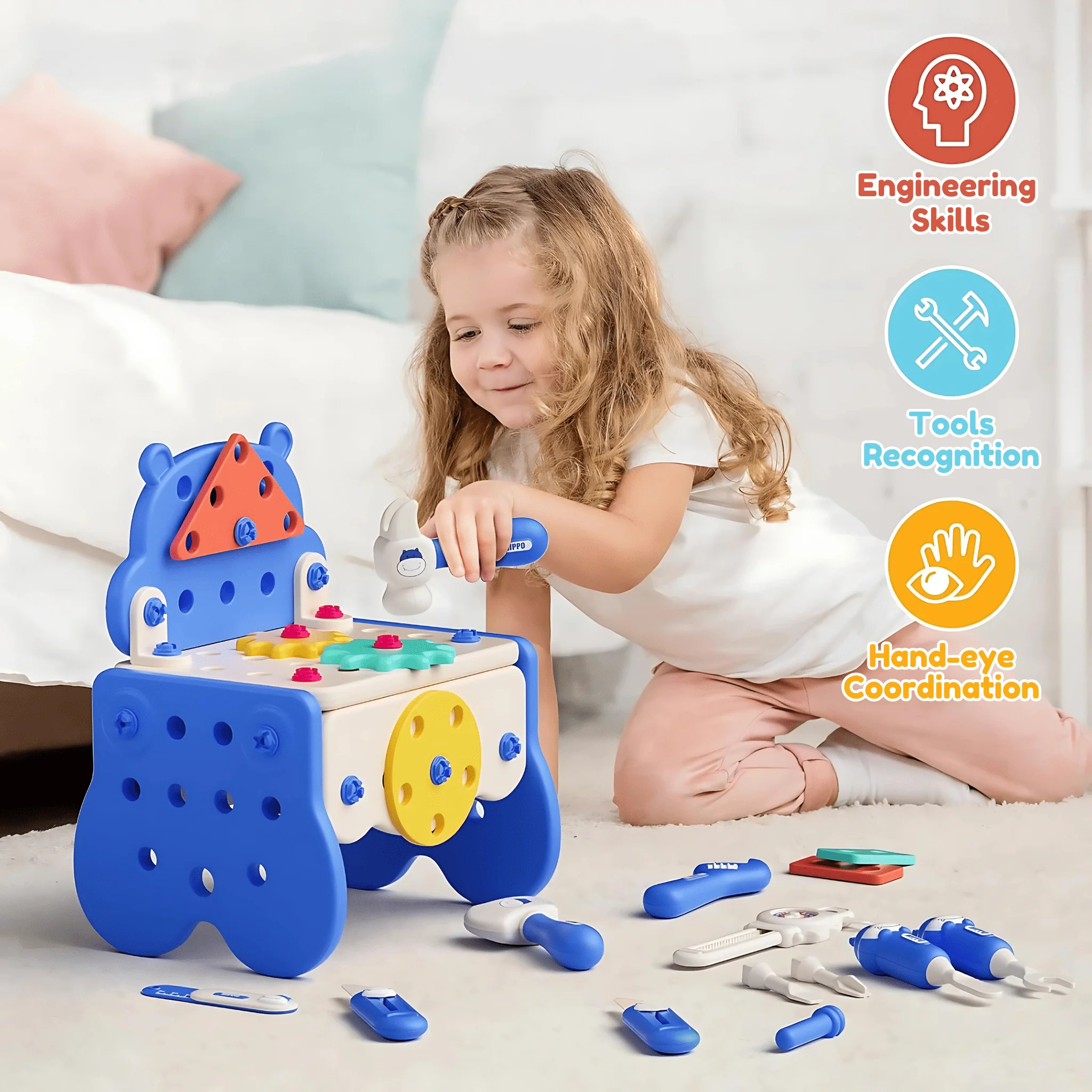 Hippo All-in-one Tool Hub DIY Montessori Tool Box Set - Image 3