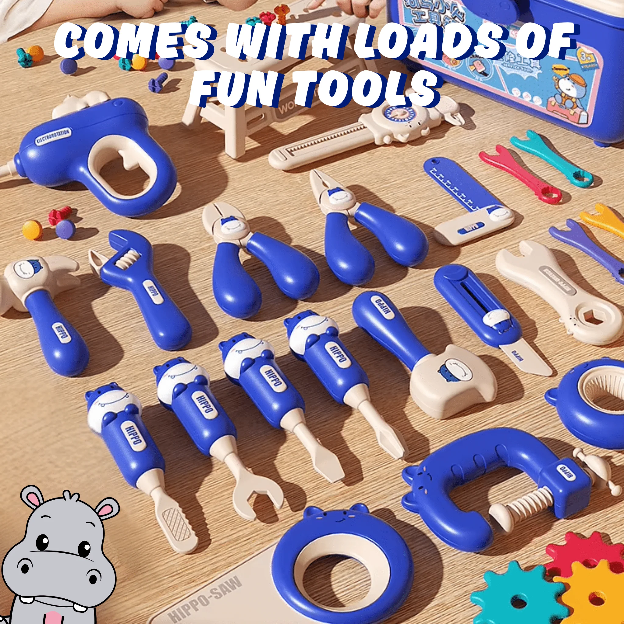 Hippo All-in-one Tool Hub DIY Montessori Tool Box Set - Image 4