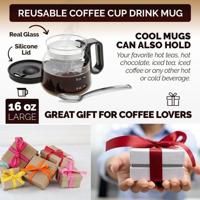 💖☕ 16 Oz Glass Coffee Mug – Coffee Pot Style - Image 7