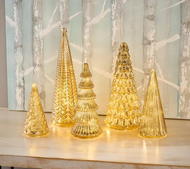 Tiktrove Collection Set of 5 Illuminated Mercury Trees