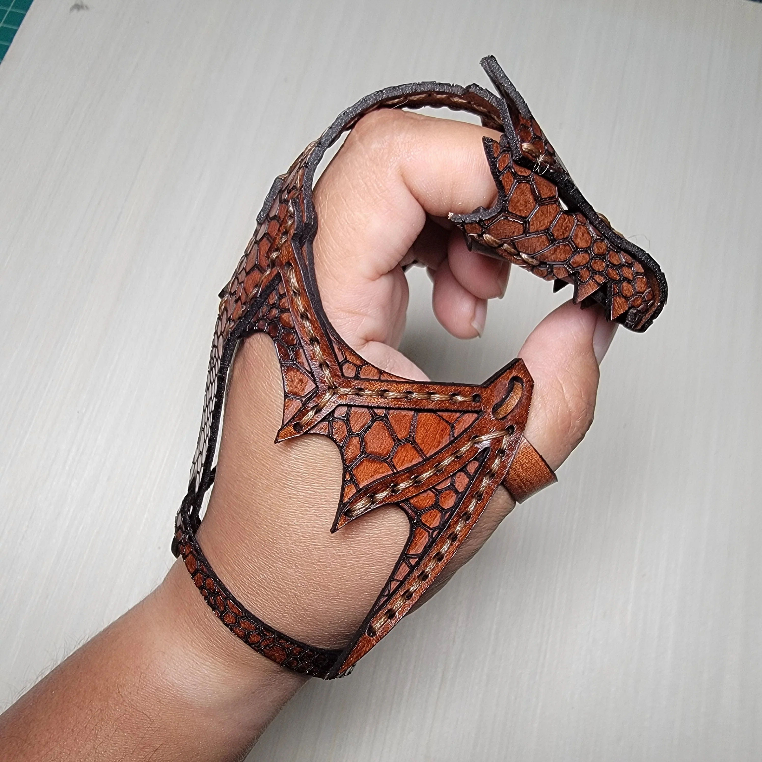 Leather Hand Dragon Cuff - Image 2