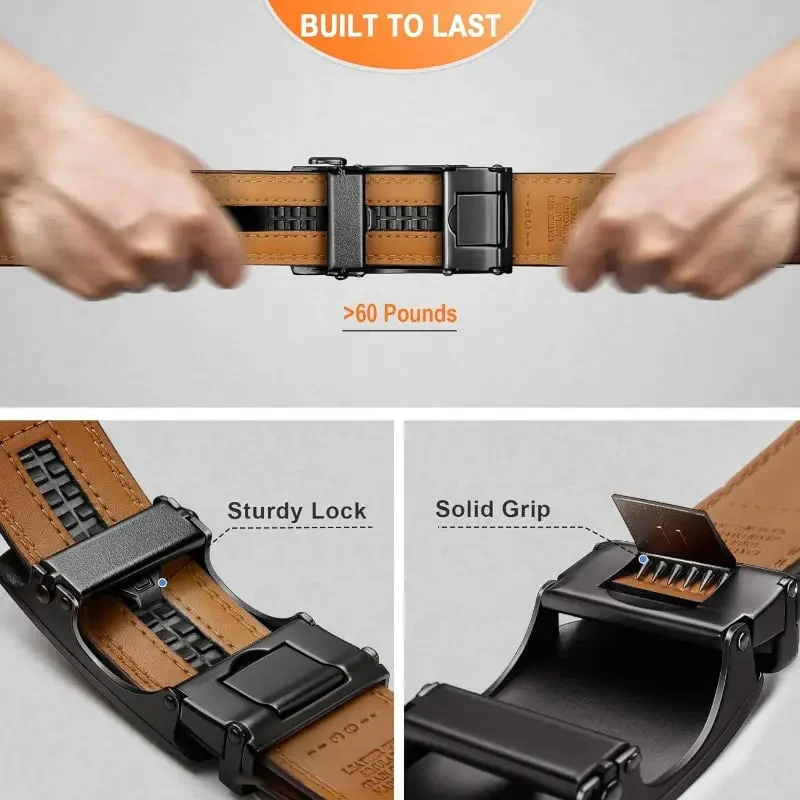 Leather Ratchet Belt With Adjustable Buckle - Image 2
