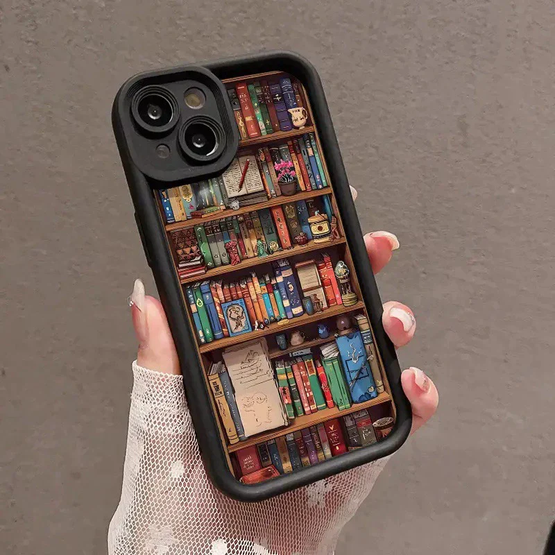 Cartoon Bookshelf Pattern Shockproof Non Slip Military-Grade Protective Silicone Cover - Image 8